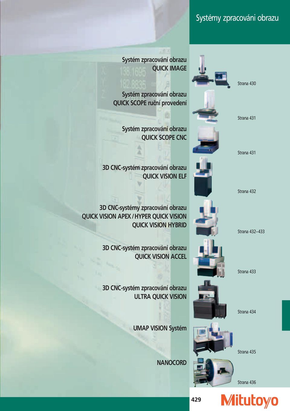 zpracov nì obrazu QUICK VISION APEX / HYPER QUICK VISION QUICK VISION HYBRID Strana 432â433 3D CNC-systÈm zpracov nì obrazu QUICK