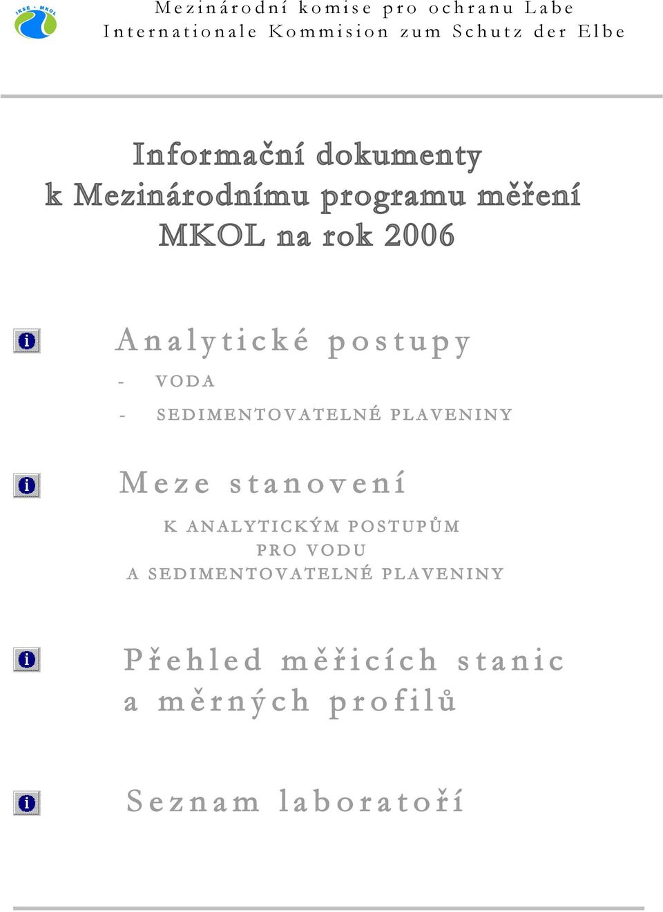 postupy - VODA - SEDIMENTOVATELNÉ PLAVENINY Meze stanovení K ANALYTICKÝM POSTUPŮM PRO