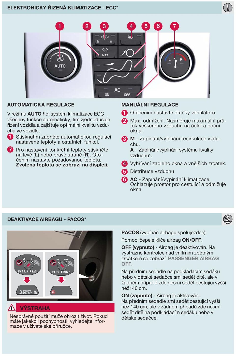 Otočením nastavte požadovanou teplotu. Zvolená teplota se zobrazí na displeji. MNUÁLNÍ REGULCE 1 Otáčením nastavte otáčky ventilátoru. 2 Max. odmlžení.