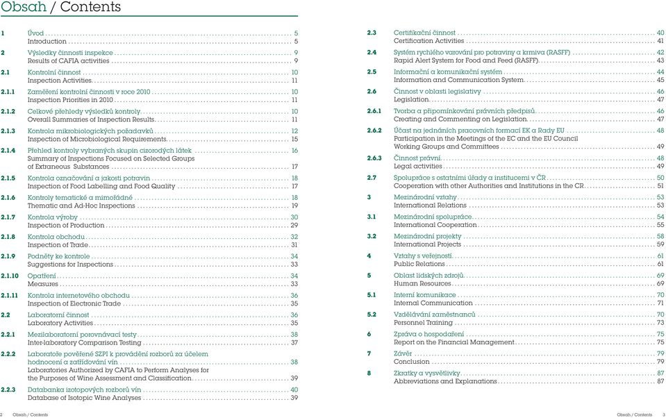 ....................................................................... 10 Inspection Activities..................................................................... 11 2.1.1 Zaměření kontrolní činnosti v roce 2010.