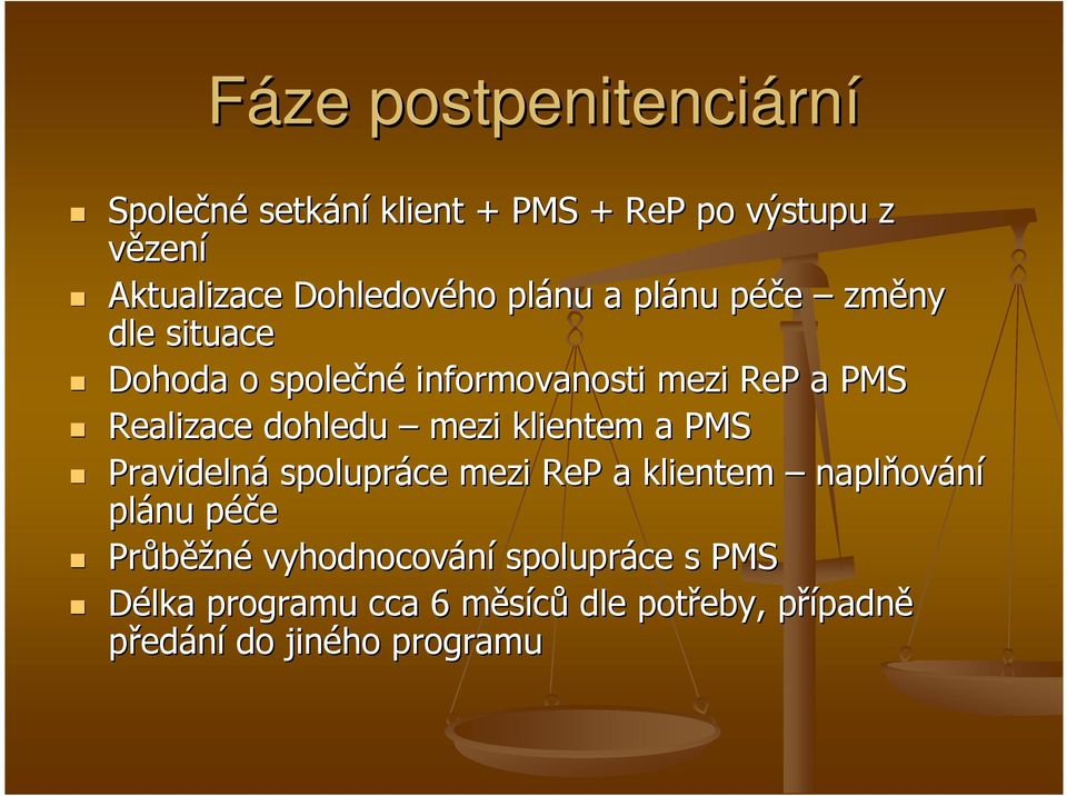 dohledu mezi klientem a PMS Pravidelná spolupráce mezi ReP a klientem naplňov ování plánu péčep Průběž