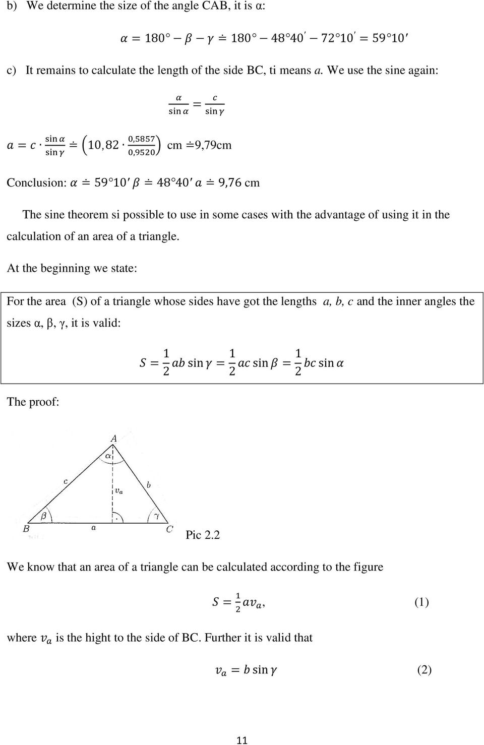 of an area of a triangle.