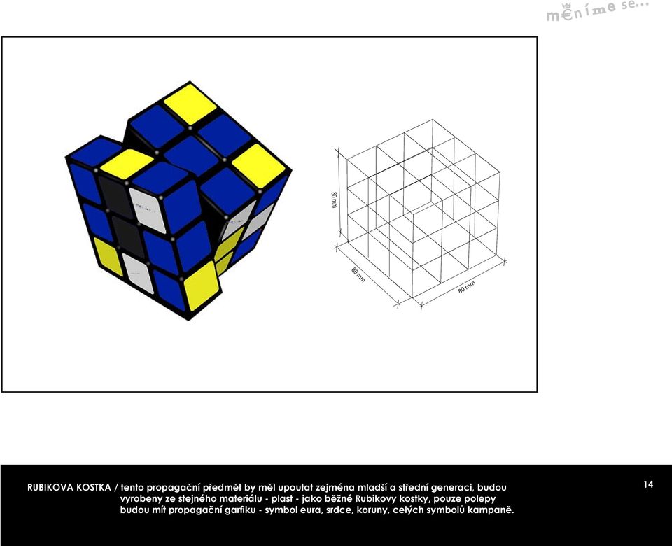 plast - jako běžné Rubikovy kostky, pouze polepy budou ít