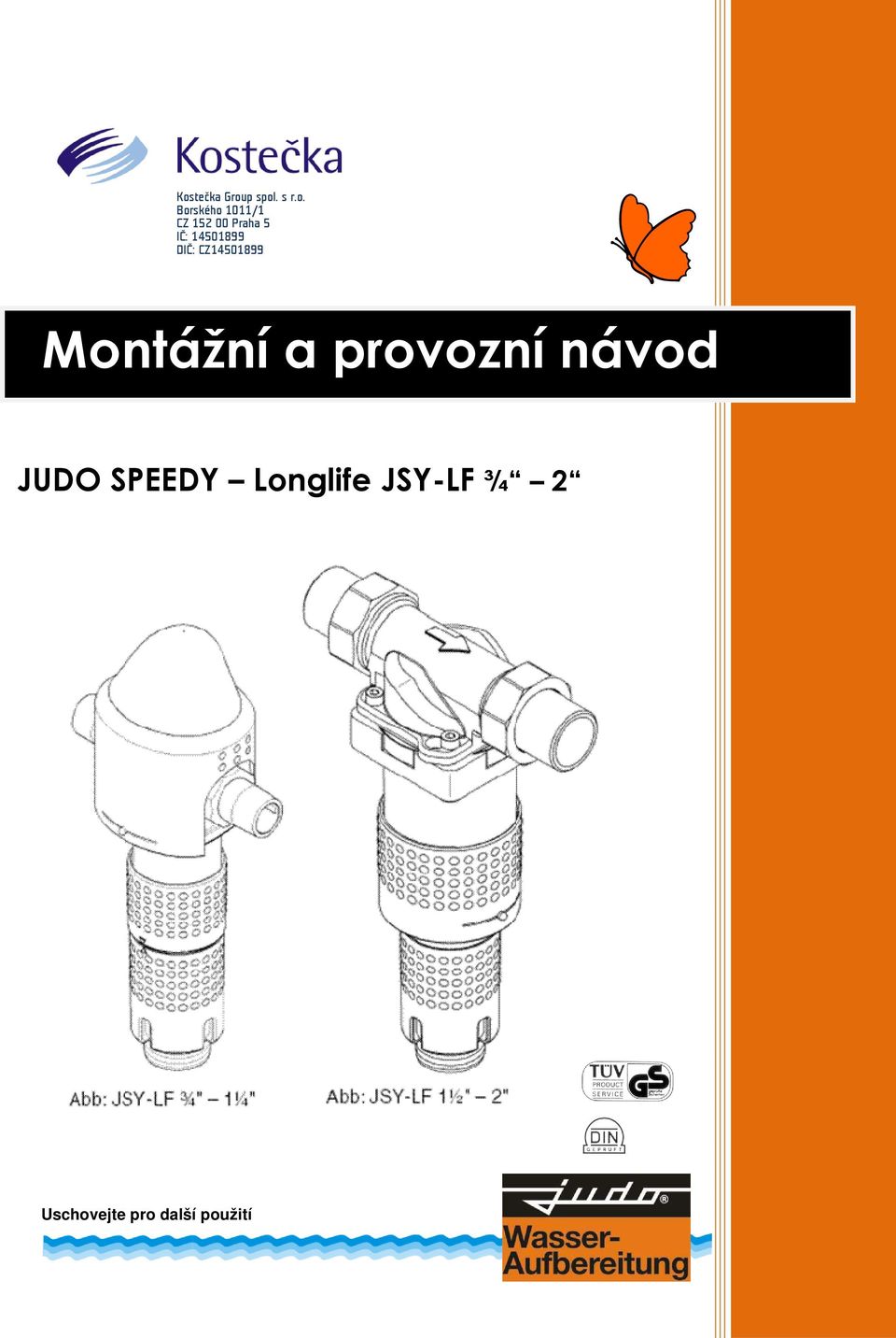 CZ14501899 Montážní a provozní návod JUDO