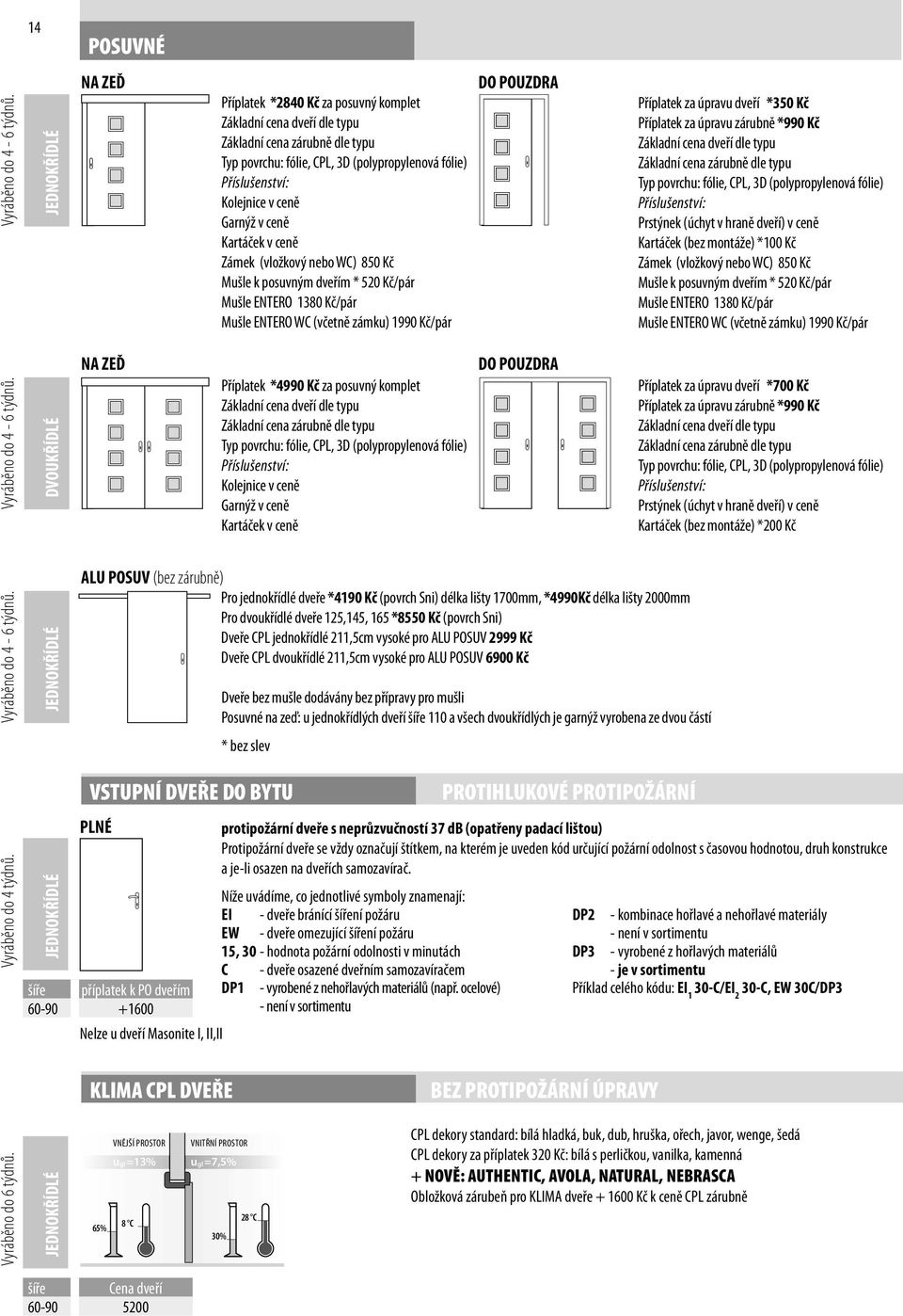 ceně Kartáček v ceně Zámek (vložkový nebo WC) 850 Kč Mušle k posuvným dveřím * 520 Kč/pár Mušle ENTERO 1380 Kč/pár Mušle ENTERO WC (včetně zámku) 1990 Kč/pár DO POUZDRA Příplatek za úpravu dveří *350