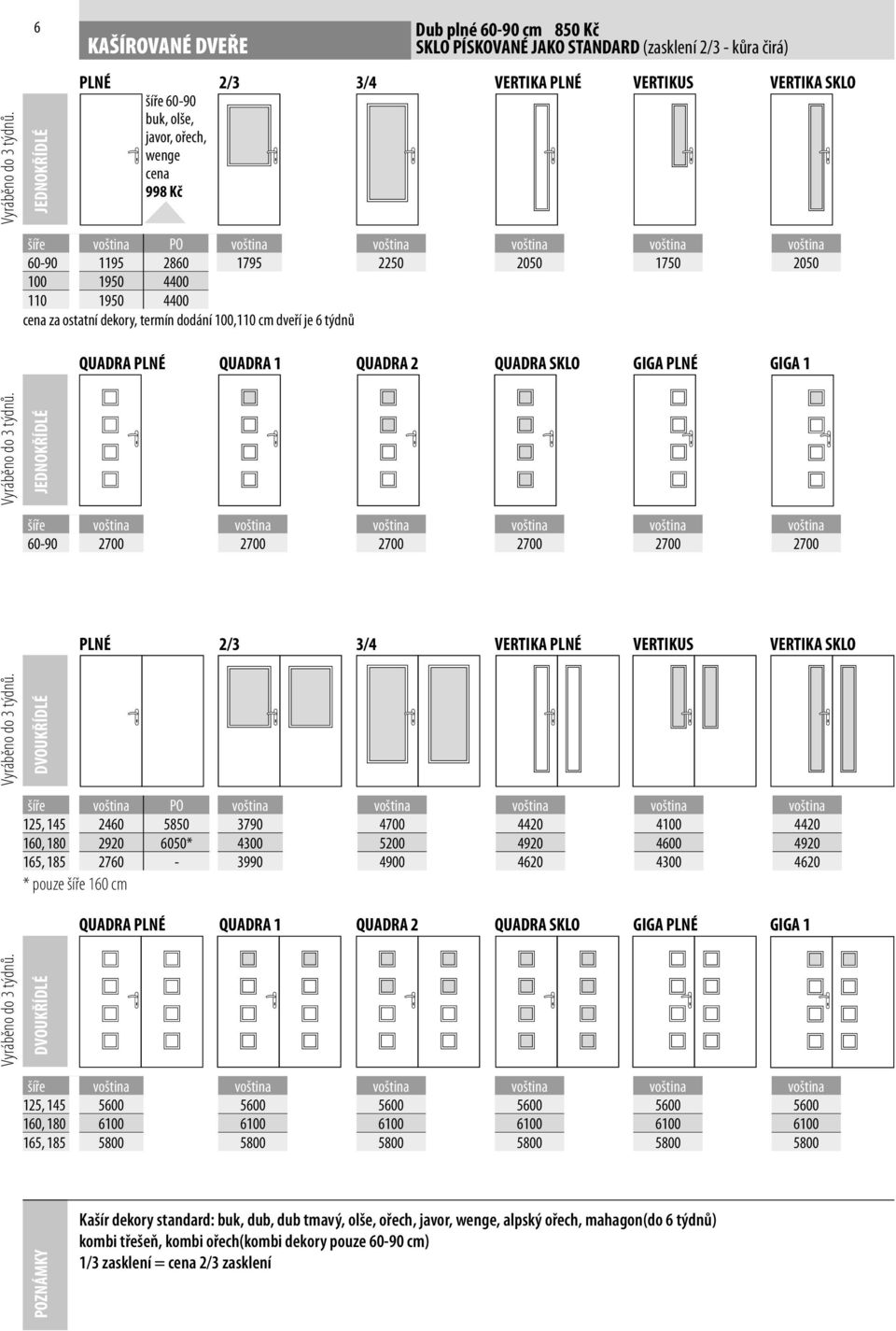 QUADRA PLNÉ QUADRA 1 QUADRA 2 QUADRA SKLO GIGA PLNÉ GIGA 1 šíře voština voština voština voština voština voština 60-90 2700 2700 2700 2700 2700 2700 PLNÉ 2/3 3/4 VERTIKA PLNÉ VERTIKUS VERTIKA SKLO