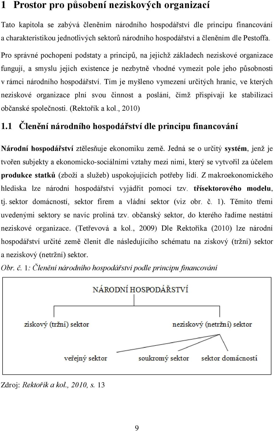 Pro správné pochopení podstaty a principů, na jejichţ základech neziskové organizace fungují, a smyslu jejich existence je nezbytně vhodné vymezit pole jeho působnosti v rámci národního hospodářství.