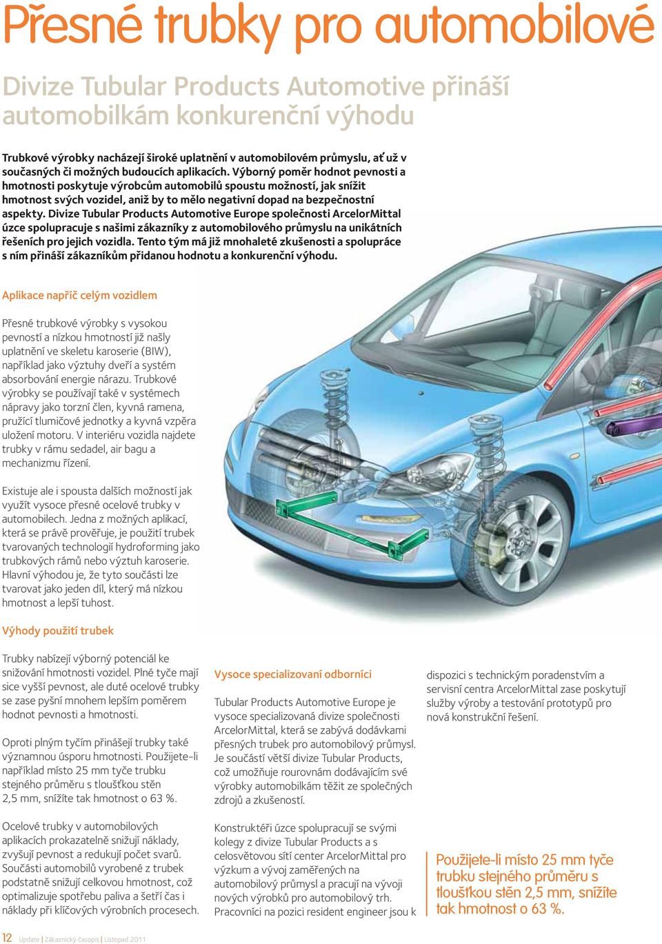 Výborný poměr hodnot pevnosti a hmotnosti poskytuje výrobcům automobilů spoustu možností, jak snížit hmotnost svých vozidel, aniž by to mělo negativní dopad na bezpečnostní aspekty.