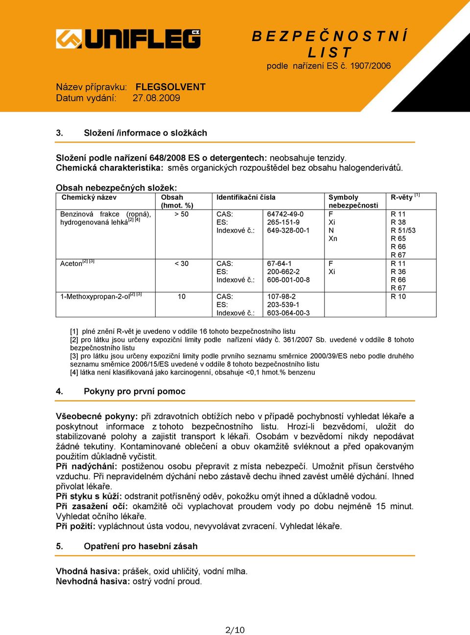 : 1-Methoxypropan-2-ol [2] [3] 10 CAS: ES: Indexové č.