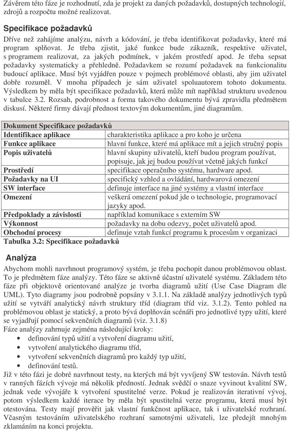 Je teba zjistit, jaké funkce bude zákazník, respektive uživatel, s programem realizovat, za jakých podmínek, v jakém prostedí apod. Je teba sepsat požadavky systematicky a pehledn.