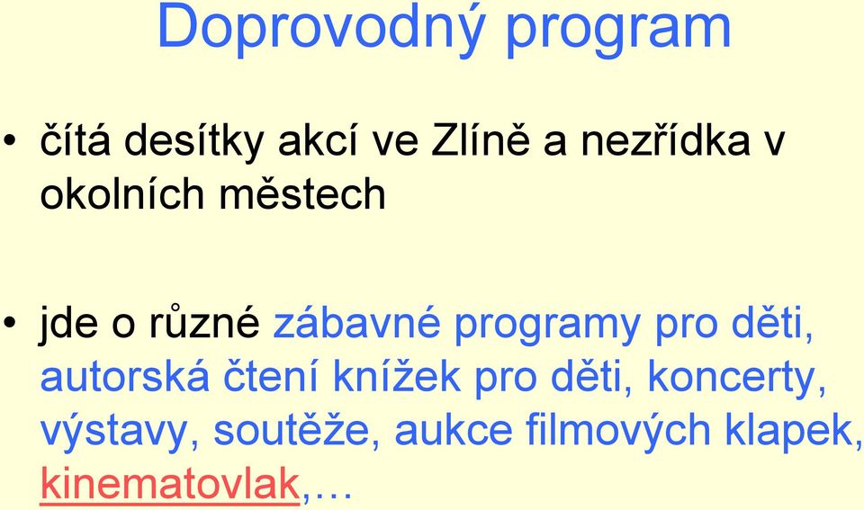 programy pro děti, autorská čtení knížek pro děti,