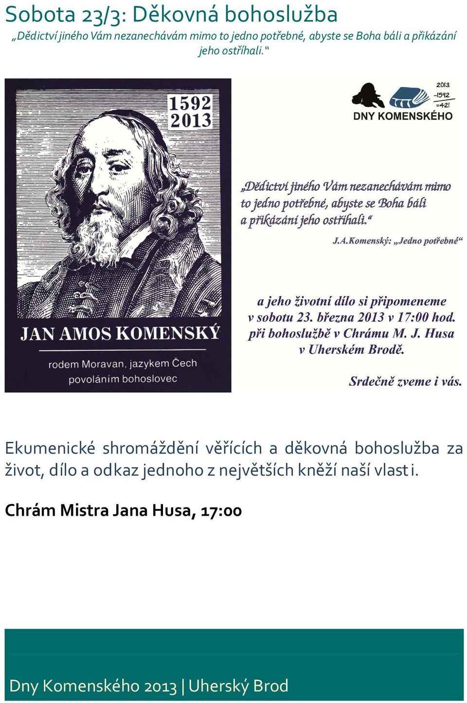 Ekumenické shromáždění věřících a děkovná bohoslužba za život, dílo a