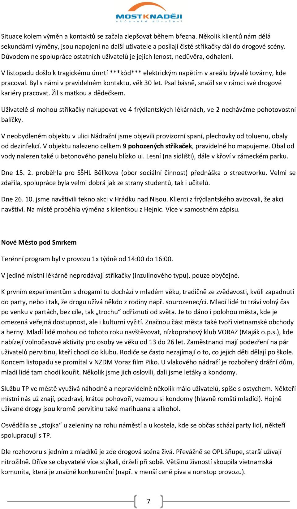 Byl s námi v pravidelném kontaktu, věk 30 let. Psal básně, snažil se v rámci své drogové kariéry pracovat. Žil s matkou a dědečkem.