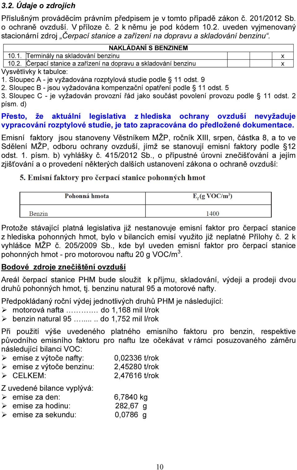 Sloupec A - je vyžadována rozptylová studie podle 11 odst. 9 2. Sloupec B - jsou vyžadována kompenzační opatření podle 11 odst. 5 3.