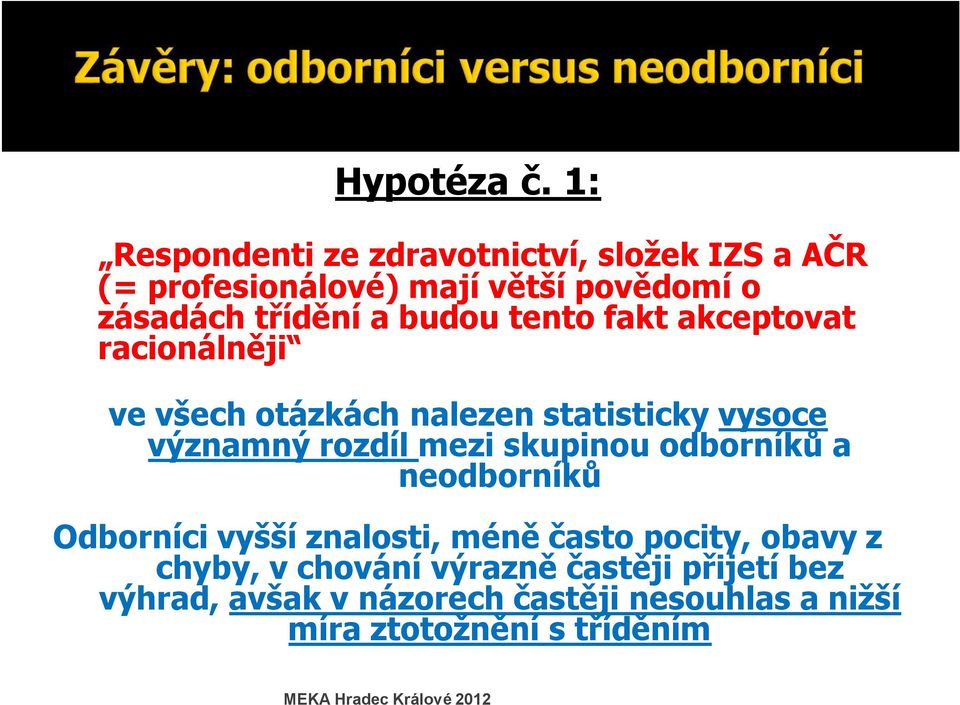 budou tento fakt akceptovat racionálněji ve všech otázkách nalezen statisticky vysoce významný rozdíl mezi