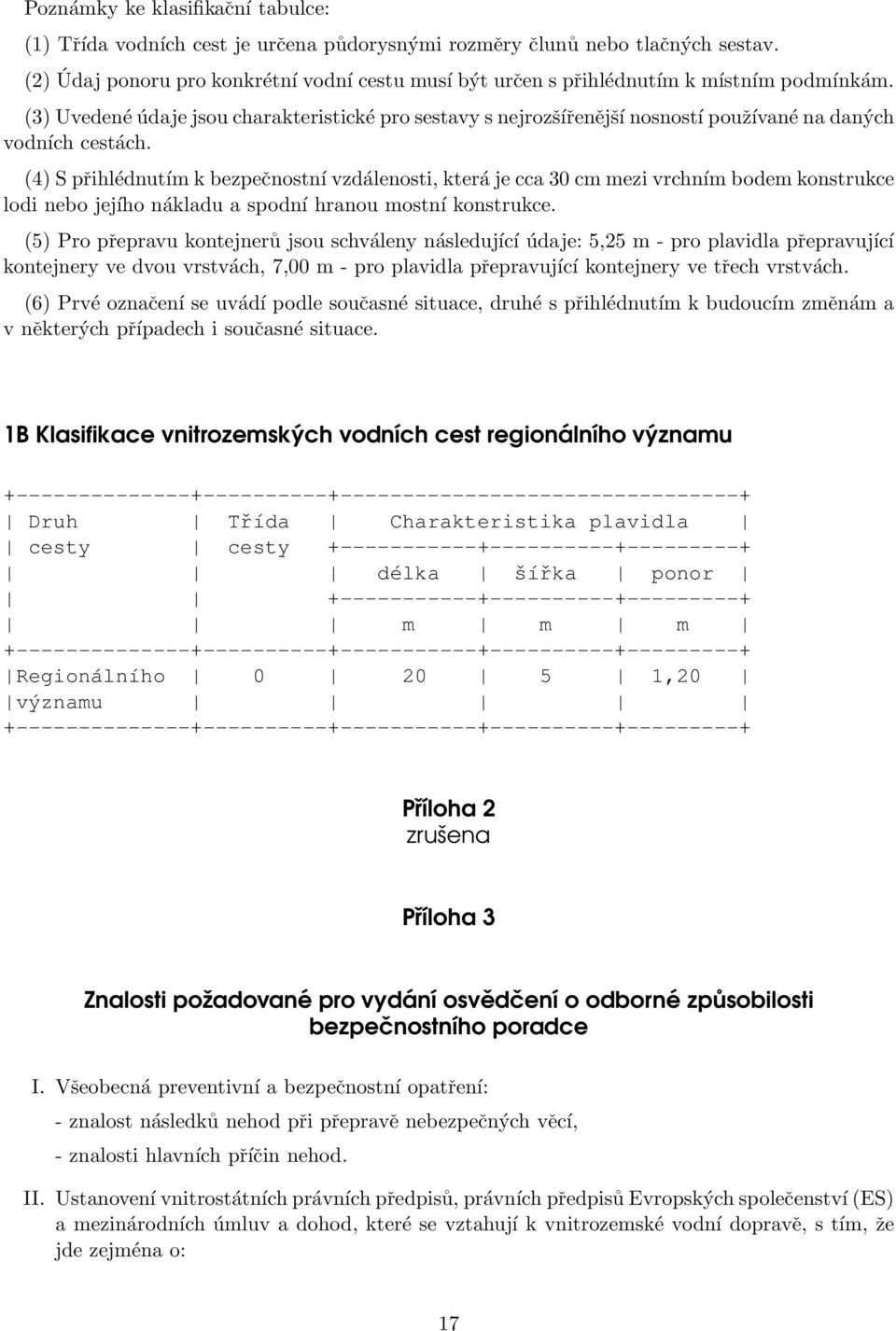 (3) Uvedené údaje jsou charakteristické pro sestavy s nejrozšířenější nosností používané na daných vodních cestách.