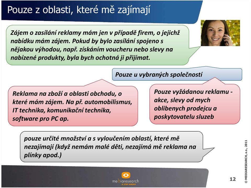 Pouze u vybraných společností Reklama na zboží a oblasti obchodu, o které mám zájem. Na př.