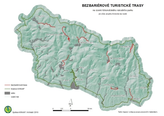 Obrázek 1: TOP 10 doporučených a vyznačených tras na území KRNAP Zdroj: Projekty Krkonoše pro všechny a Krkonoše bez bariér. Dostupné z: http://krkonose.eu/index.php?s=hendikep&lang=1 (23. 3. 2012) 5.