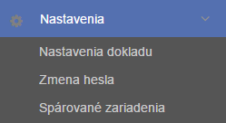 Strana 84 / 96 Obrázok 82: Nastavenia - menu 3.9.1 Nastavenia dokladu Ak chce podnikateľ vykonať nastavenia VRP, môže tak urobiť kliknutím na tlačidlo Nastavenia a vybratím položky Nastavenia dokladu.