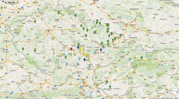 THIACLOPRID 2015 Thiacloprid: Populace blýskáčků s nižší citlivostí k této látce jsou soustředěny spíše v jižních regionech ČR.