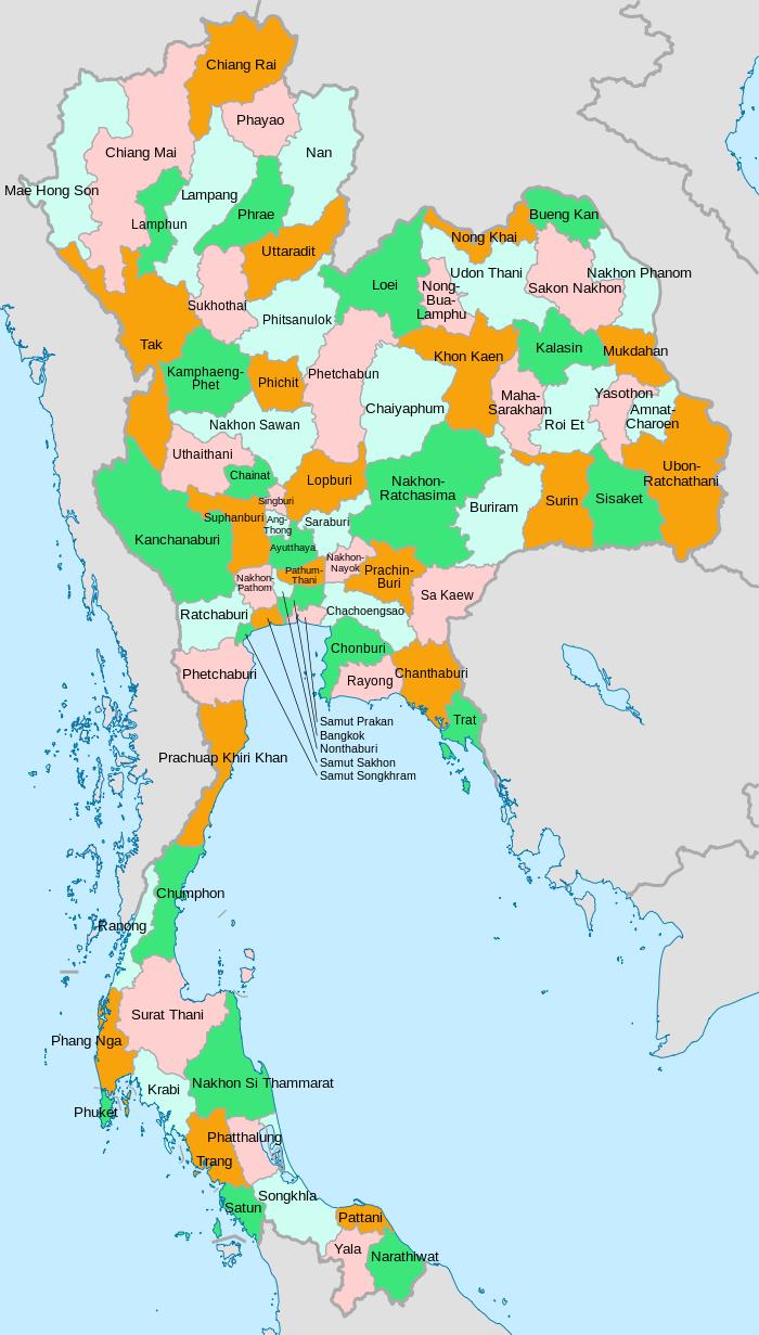 Příloha 1: Mapa thajských provincií Zdroj: