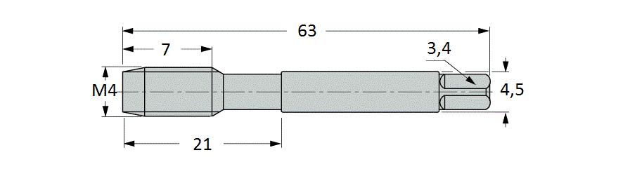 4.6.8 Vytvoření závitu M4 pro šroub upínky Poslední zbývající operací je vytvoření závitu v otvoru pro šroub, kterým je připevněna upínka.