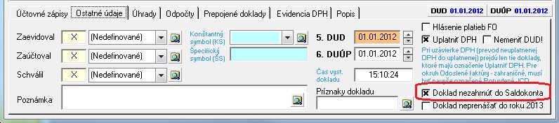 Príklad: Zaevidujte začiatočné zostatky súvahových účtov. Dátum vyhotovenia dokladov je 01. 01. 20XX a účtovné obdobie Otvorenie.