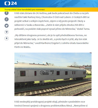 Výběr z německých online médií BR Bayern 2: Protidrogový vlak v Aši http://bit.ly/28tl2io FreiePresse: Cesta k drogové závislosti zblízka http://bit.ly/1xzkks6 Extra-radio.