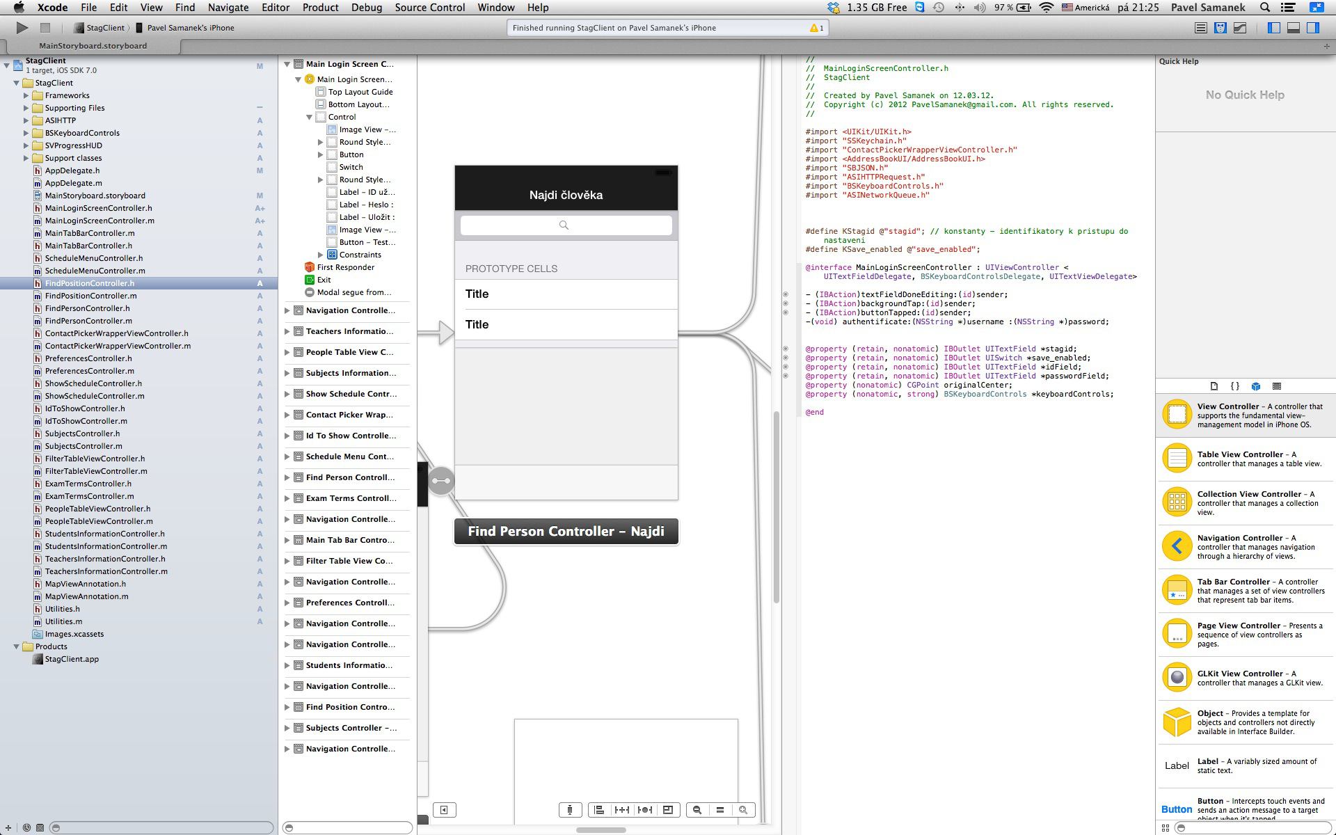 Obrázek 3. Ukázka vývojového prostředí XCode IDE 2.4. Vývojové prostředky Aplikace pro ios jsou psány v programovacím jazyku Objective-C.