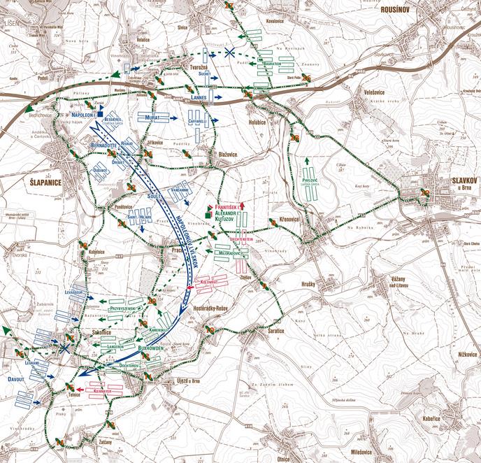 C) Mapa Slavkovského bojiště s vyznačenou naučnou stezkou Obr.