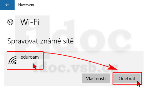 3. Označte. Rozbalí se další nabídka s možností odebrání profilu.