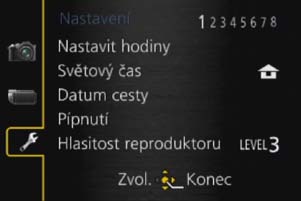 Nastavení menu Při pohybu v menu postupujte podle níže uvedených pokynů.