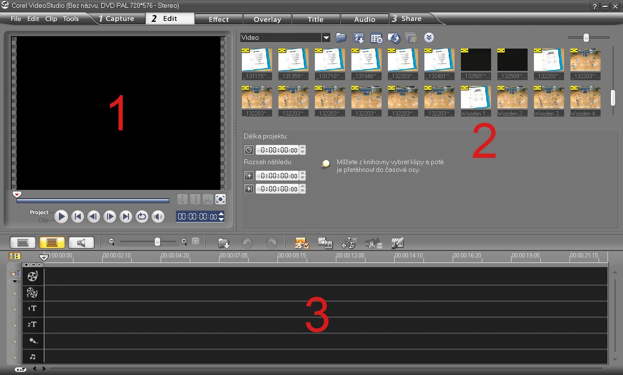 Obr. 2: Pracovní prostředí programu Corel VideoStudio 3.