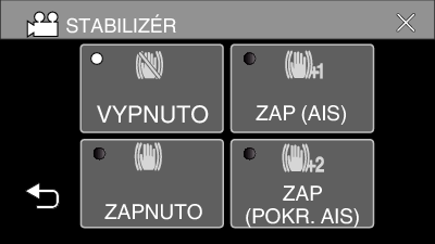 Záznam Eliminace otřesů kamery Pokud je nastaven stabilizátor obrazu, otřesy kamery během video záznamu jsou velmi účinně eliminovány 1 Klepněte na MENU 2 Klepněte na NASTAVENÍ ZÁZNAMU Nastavení b