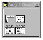 2.11 KNIHOVNA ARRAY & CLUSTER Obr. 2-11-1 Menu Array&Cluster Array, pole. Po umístění na panel nemá ještě pole udaný typ proměnné. Pole je třeba osadit prvkem požadovaného datového typu, tzn.