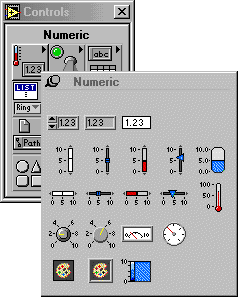 3.1 PRVKY ČELNÍHO PANELU Pro výběr prvku je k dispozici knihovna hotových prvků, do níž je přístup přes paletové menu Controls, které lze aktivovat z položky hlavní nabídky Windows - Show Controls