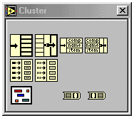 4.10 KNIHOVNA CLUSTER Cluster je struktura obsahujicí stejné či různé datové typy (ovládací nebo zobrazovací) analogie typu "záznam" z programovacích jazyků.