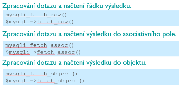 MySQL Databáze Výhody široká komunita uživatelů otevřený zdrojový kód rychlost sytému k dispozici pro mnoho platforem Nevýhody nedostatečný výkon při náročných operacích nepodporuje