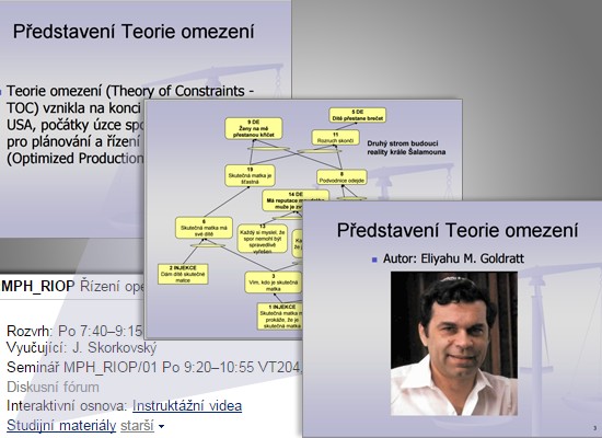Řízení operací Ing Jaromír Skorkovský, CSc http://elportalcz/katalog/esf/mph_riop Součástí studijních materiálů je i soubor powerpointových přednášek, kde jsou jednotlivé soubory vždy po přednášce