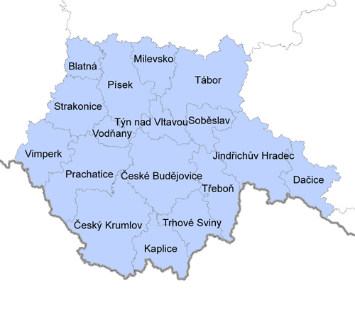 Tab. 1 Poloha SO ORP Dačice v rámci Jihočeského kraje Zdroj: Regionální informační servis, 2008 Území regionu je charakterizováno intenzivně obdělávanou zemědělskou půdou (ta tvoří zhruba 60 %) s