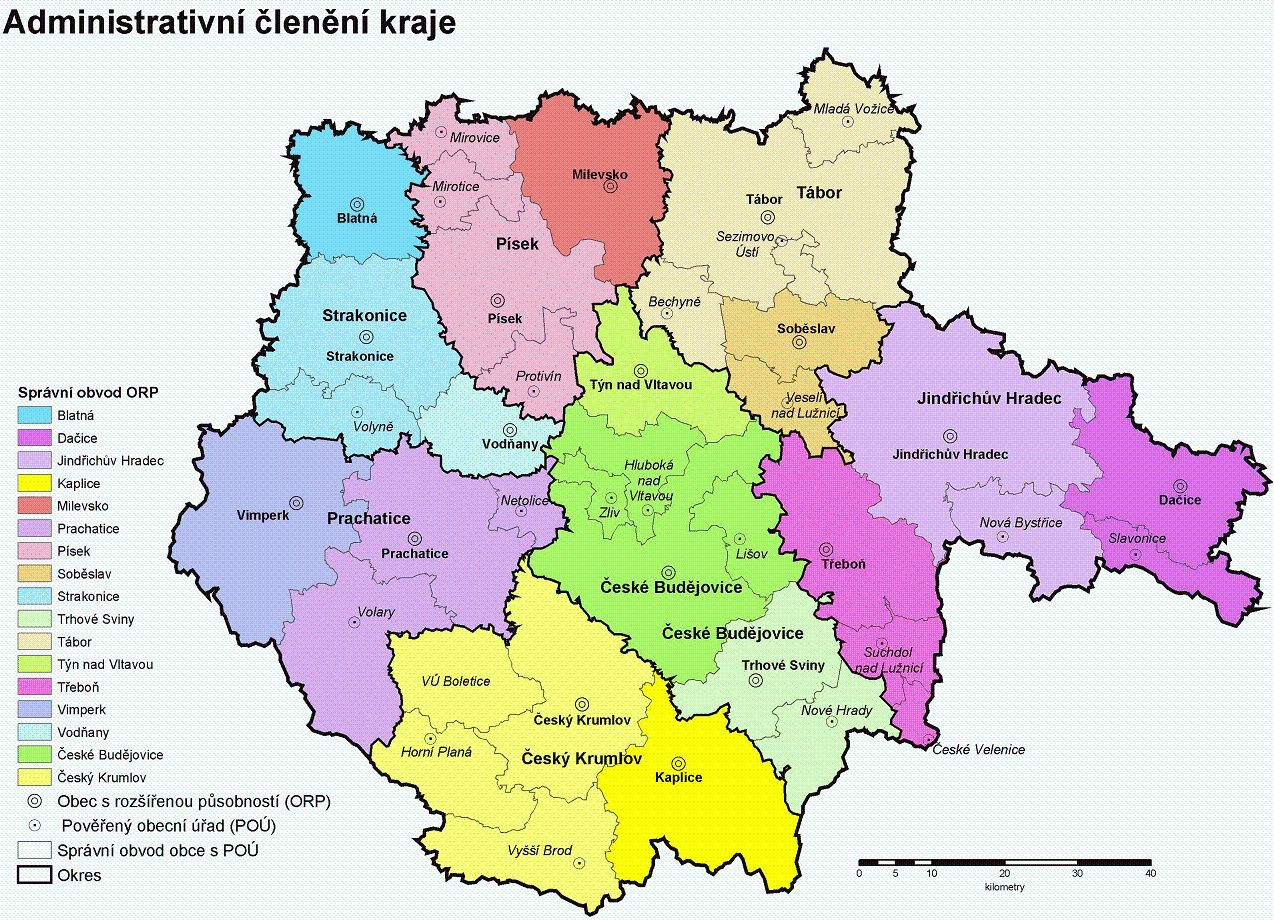 Obr. 1 Mapa správních obvodů obcí s rozšířenou