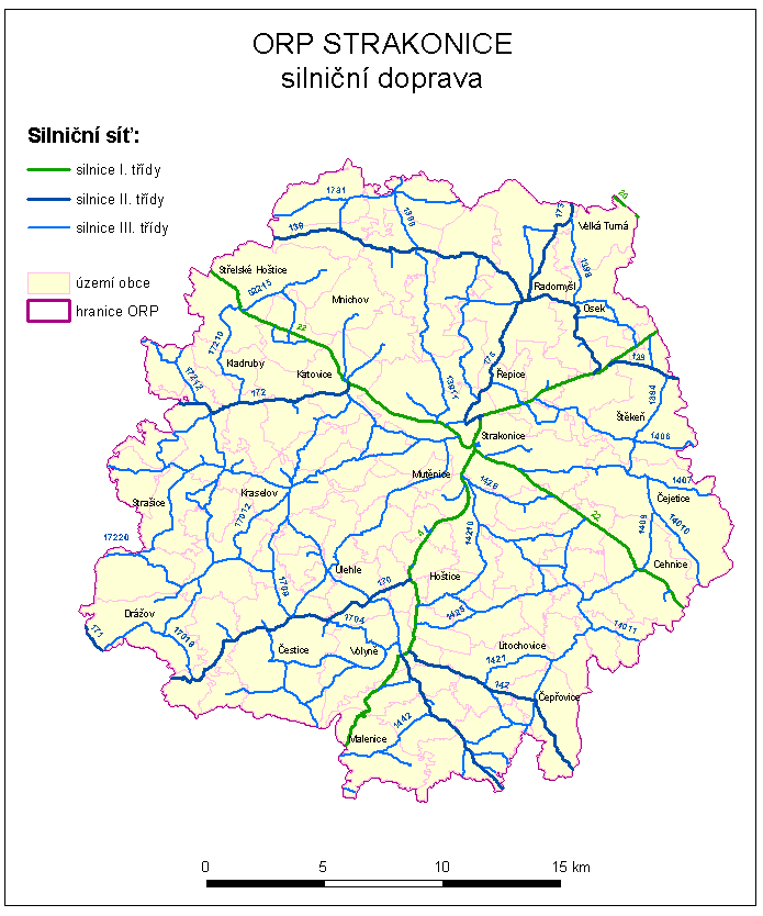 Obr. 10 Silniční doprava v SO ORP Strakonice 2.2.8.3 Letecká doprava Na jihozápadním okraji Strakonic se nachází veřejné vnitrostátní letiště se směry drah 03/21 a 13/31.