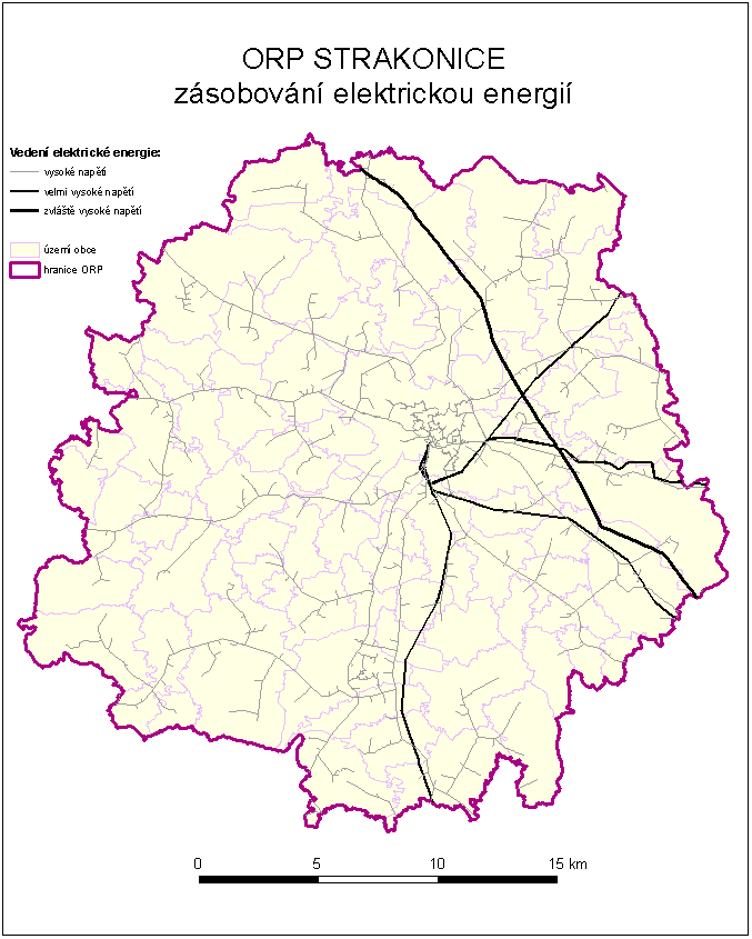 Obr. 13 Zásobování SO ORP Strakonice elektrickou energií 2.2.9.2.3 Zásobování teplem Výrobou tepla a elektrické energie se v městě Strakonice zabývá společnost Teplárna Strakonice, a.s. Z tohoto zdroje je zásobeno město Strakonice s místní částí Přední Ptákovice.