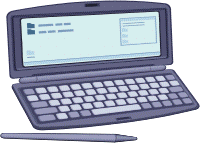 [Obr. 1112c Kapesní počítač] 1.2.2.9 Dotyková obrazovka Dotyková obrazovka (anglicky Touchscreen) je monitor nebo LCD displej s takovou technologií, která umožňuje dotykem prstu ovládat počítač.