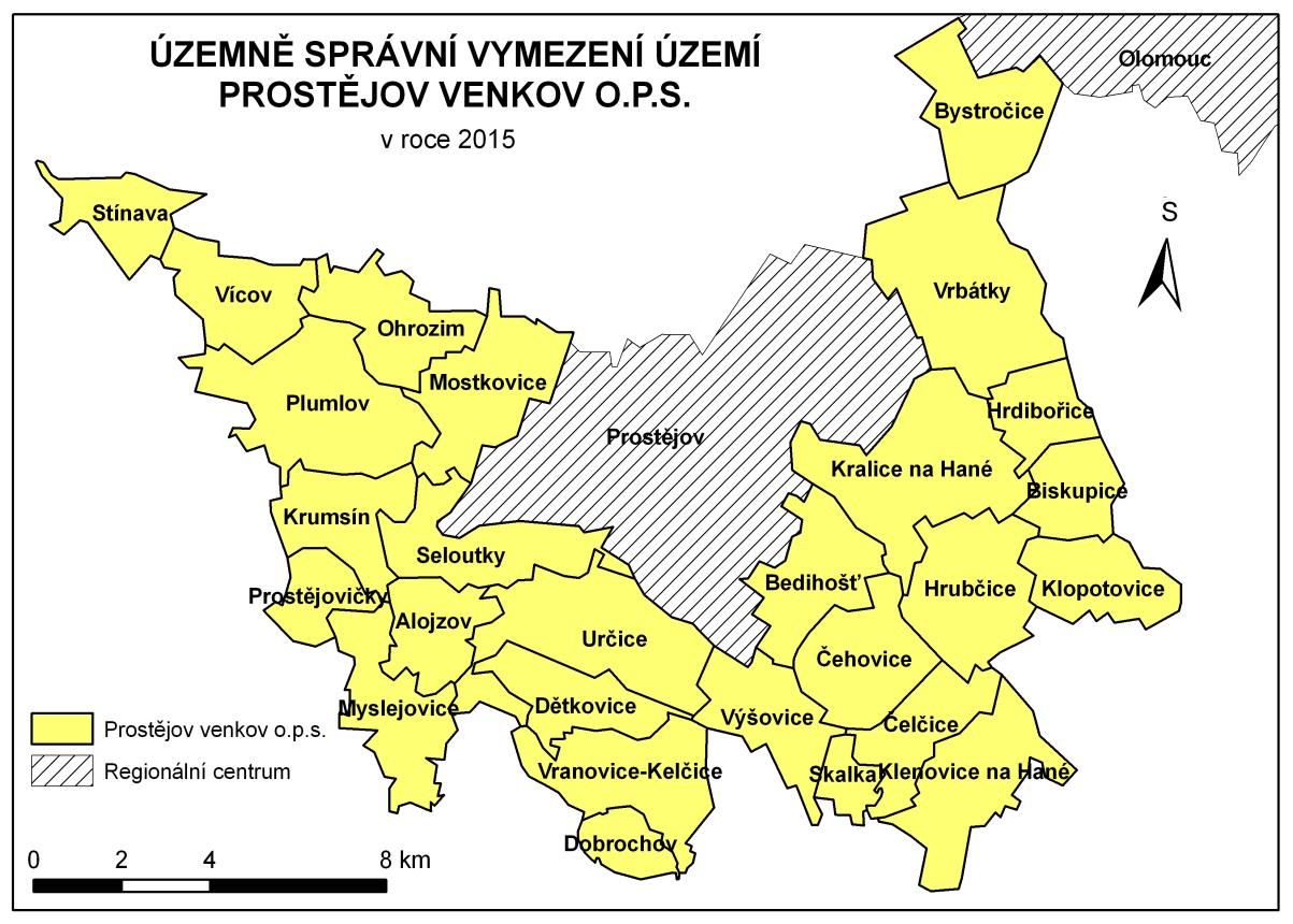 3. Analytická část 3.1. Vyhodnocení stavu území Rozloha území Prostějov venkov o.p.s. činí 18 088 ha a žije zde dohromady 19 487 obyvatel (dle údajů počtu obyvatel jednotlivých obcí k 31.