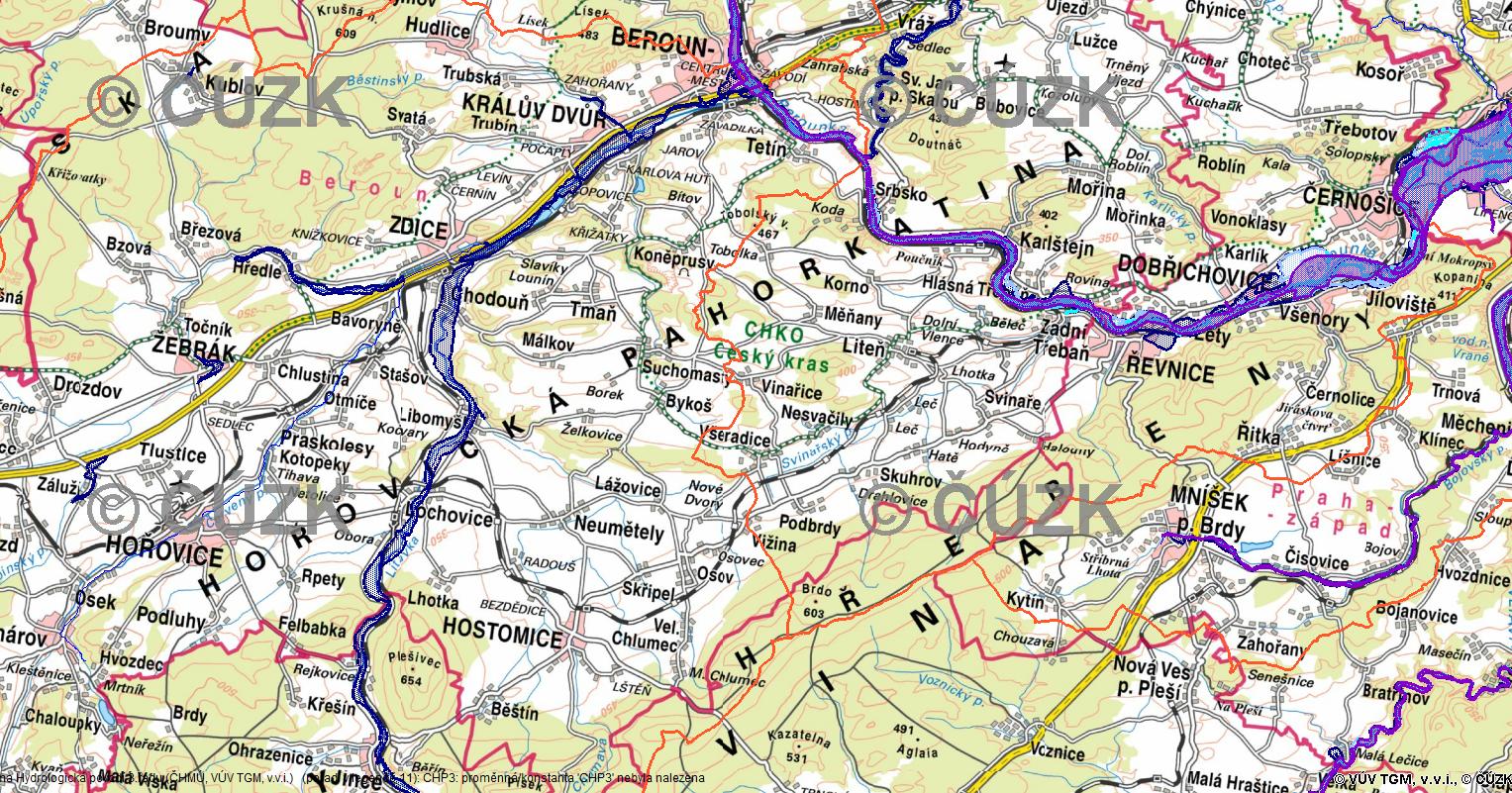 Mapa 12: Záplavová území toků Zdroj: http://heis.vuv.cz/data/webmap/isapi.dll?