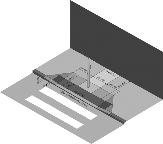 16 Budovy bez bariér Obr. 2.1 Přechod pro chodce detail musí mít obrubník s výškou max. 20 mm; navazující šikmé plochy pro chodce smí mít podélný sklon v poměru max.
