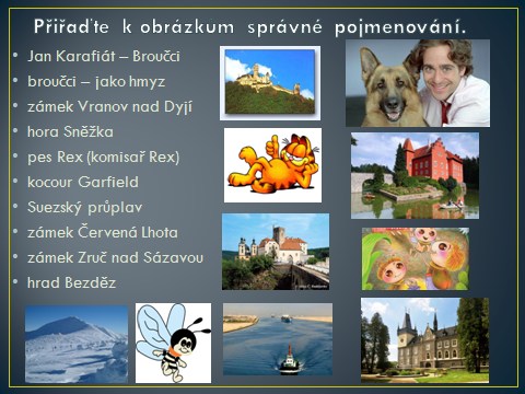 Název prezentace: Psaní velkých písmen Tvůrce: Mgr. Jarmila Volcová Žák objasní psaní velkých a malých písmen u obecných a vlastních jmen. Multimediální prezentace, obrázky, pracovní list.