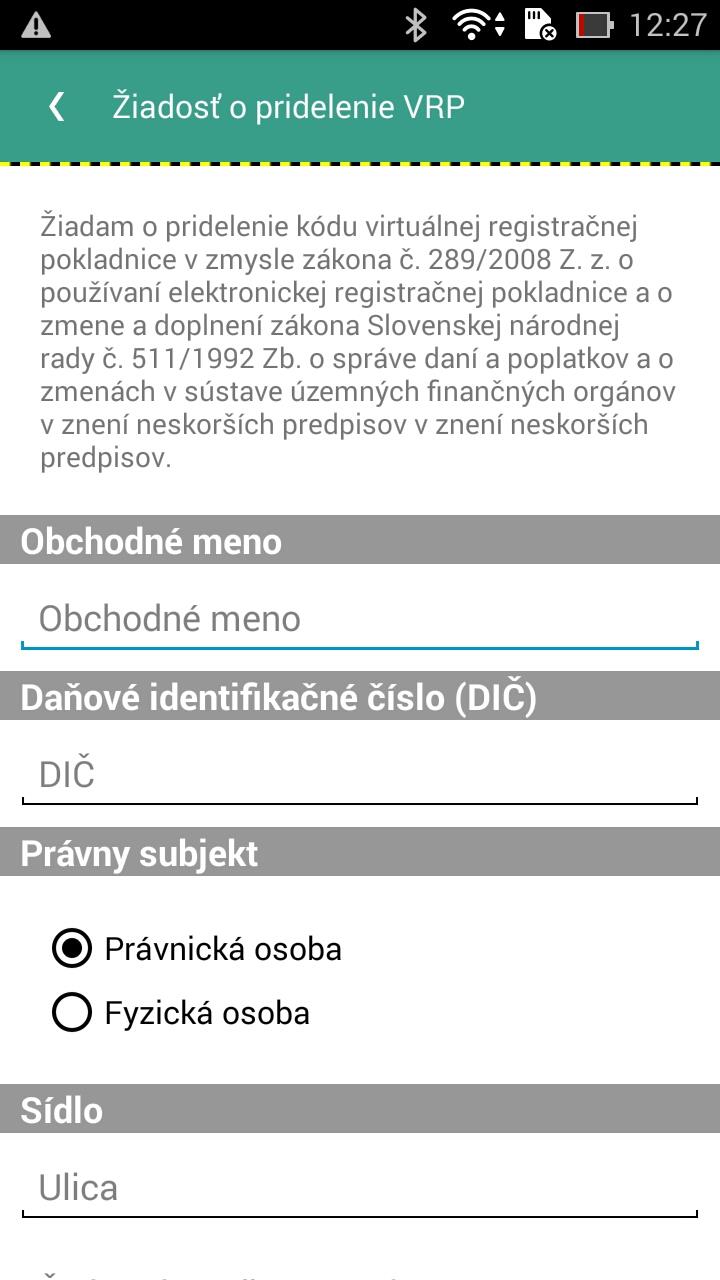 Strana 10 / 58 Obrázok 2: Žiadosť o pridelenie VRP Po vyplnení všetkých relevantných polí a potvrdením žiadosti tlačidlom je potrebné žiadosť vytlačiť (kliknutím na tlačidlo Tlačiť).