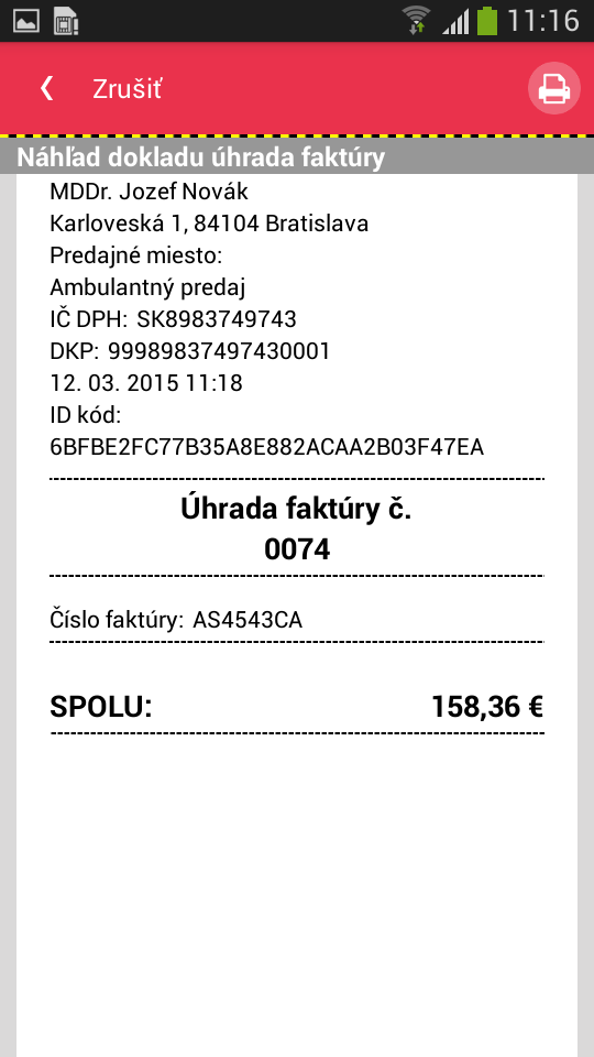 Strana 34 / 58 Obrázok 24: Náhľady dokladu úhrada faktúry Po vyplnení údajov je možnosť zvoliť platbu cudzou menou.